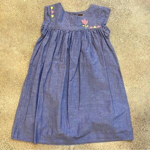 Tea Collection Chambray Dress with Embroidered Accents